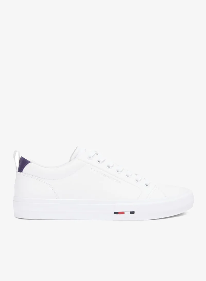 Contrast Midsole Debossed Leather Trainers